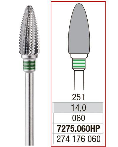 [2E7275060] *EDENTA® Fraise bourgeon large en carbure de tungstène - denture simple avec section transversale (bague verte)