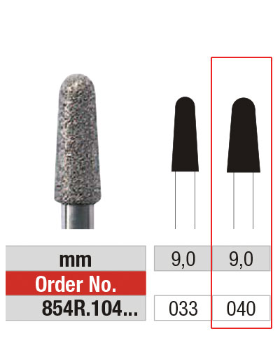 [2E854R040] EDENTA® Rounded conical shaped diamond bur - medium grit